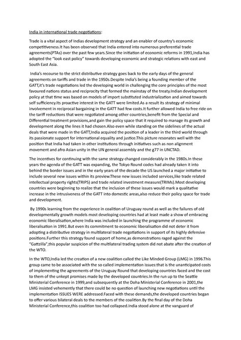 International trade negotiations in India and - history on india - St ...