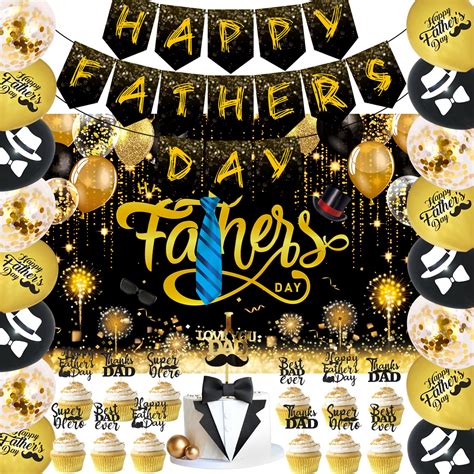 Fathers Day Decorations with Happy Fathers Day Banner,Cake Topper ...
