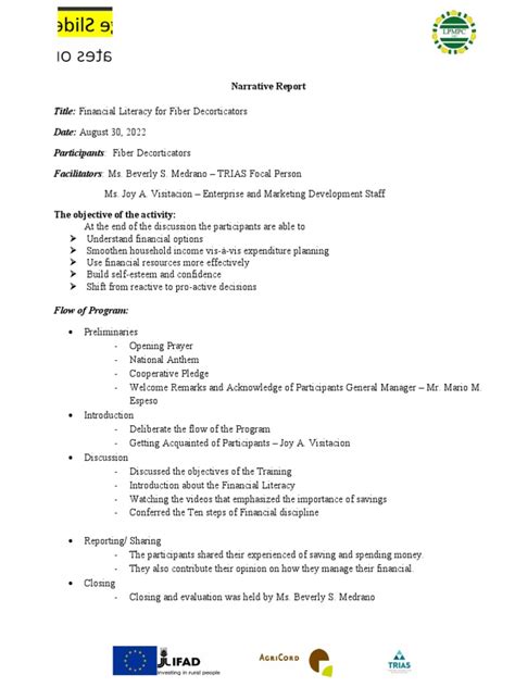 Narrative Report in Financial Statement Example 的图像结果