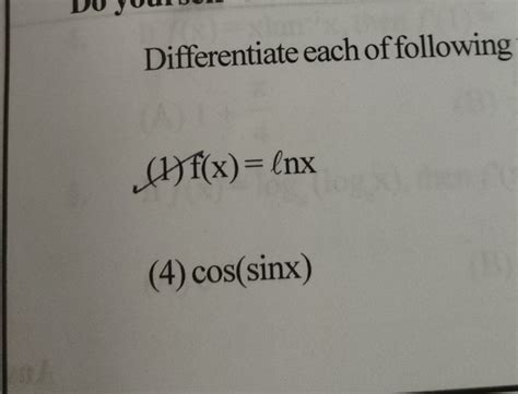 Differentiate 1 Lnx