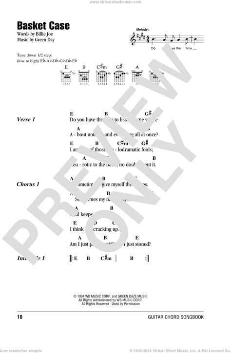 Basket Case Guitar Chords Download Digital Sheet Music Of Green Day