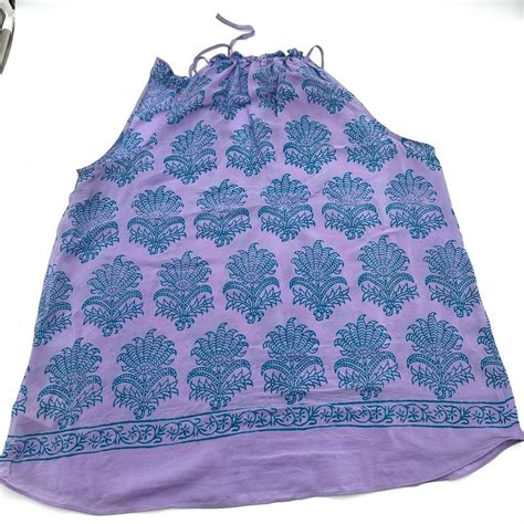 Anthropologie HD in Paris 100% Silk Panorama Batik Print Top - SIZE 8