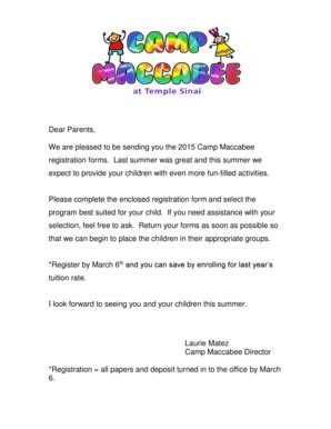 Fillable Online Dear Parents, We are pleased to be sending you the ...