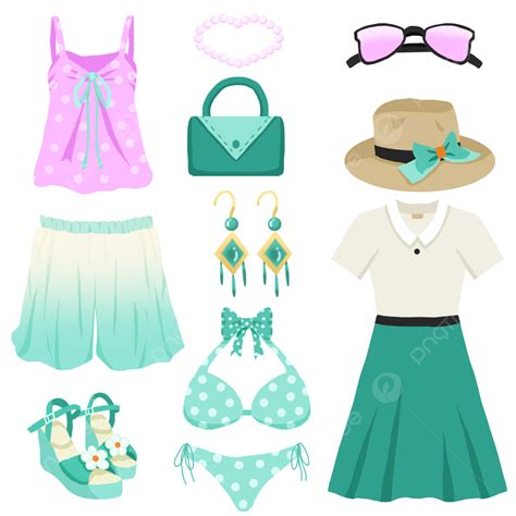 Summer Summer Clothes Dress Hat Set Illustration, Summer, Clothes ...