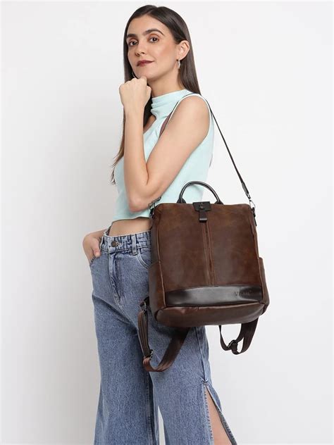 VISMIINTREND Stylish Vegan Leather Anti Theft Backpack Sling Shoulder ...