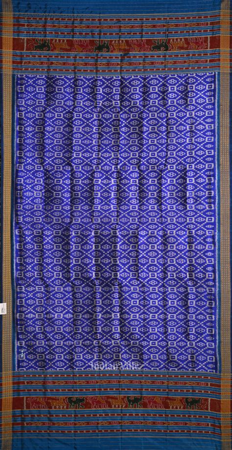 Blue Pasapali Odisha Ikat Pure Sambalpuri Silk Dupatta – IndianVillèz