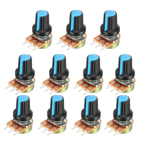 uxcell 11Pcs 100K Variable Resistors Single Turn Rotary Carbon Film ...