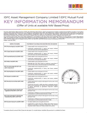 Fillable Online Common KIM amp bFormsb - IDFC Mutual Fund Fax Email ...