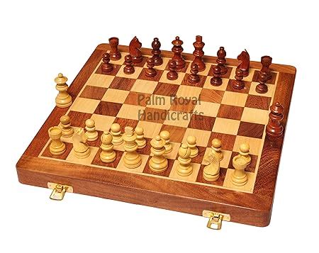 Buy PALM ROYAL HANDICRAFTS Wooden Handmade Foldable Magnetic Chess ...