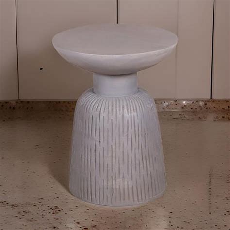 Round End Table Gray Finish – Indian Hub