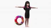 3D Asian Girl in Beach Suit with Inflatable Circle Rigged for Cinema 4D ...