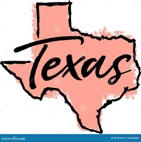 Hand Drawn Texas State Sketch Stock Vector - Illustration of vacation ...