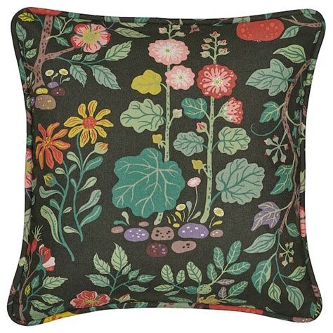 VILDPERSILJA cushion cover, black-green multicolour/floral pattern ...