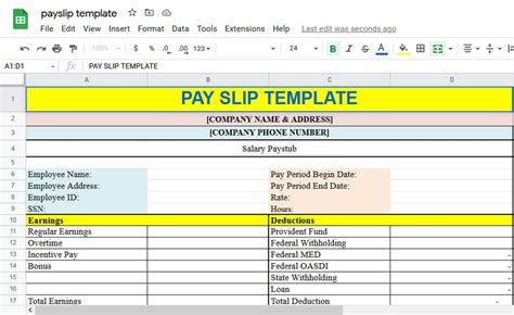 Buy Payslip Template Payslip Form Salary Pay Slip Pay Slip Online in ...