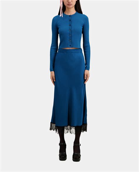 Long blue skirt with lace details | The Kooples - US