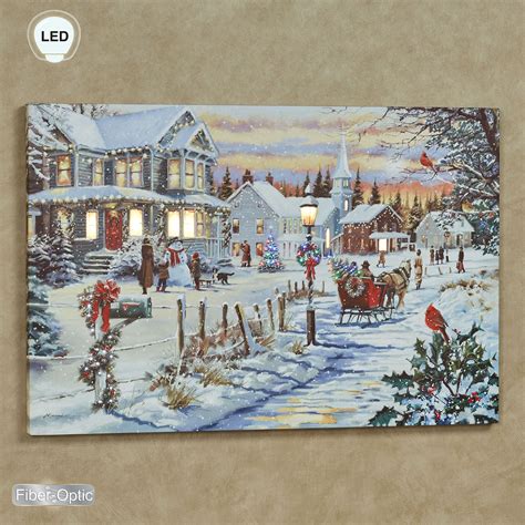 Bringing Home the Tree Lighted Victorian Christmas Canvas Wall Art