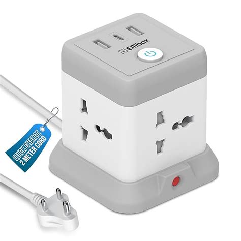 EMBOX Cube Extension Board with USB Type C (2.4 A) (QC 3.0) | 2500W ...