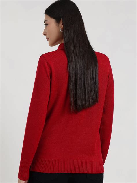 Buy Red LivSoft Polo Neck Sweater Online | FableStreet