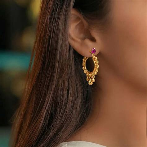 Decorative Gold Plated Single Stone Hoop Earrings Buy Online|K Supreme