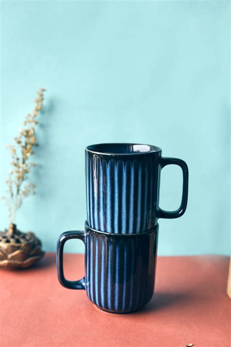 Nautical Elegance: Navy Blue Coffee Mugs (Set of 1)