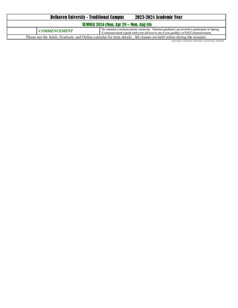 Academic Calendar 2023-2024 - Belhaven University