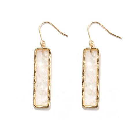 Resin Long Bar Acrylic Dainty Gold Bling Drop Earrings | Salty – Salty ...