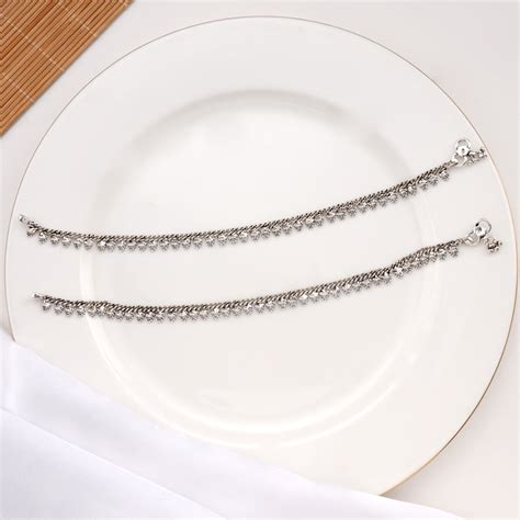 Buy Lara Ethnic Anklets | 92.5 Silver Anklets Online – The Amethyst Store