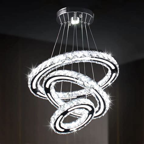 Buy CXGLEAMING LED Chandeliers Modern Ceiling Light Fixture 3 Rings ...