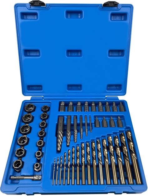 49-Piece Easy Out Screw Extractor Bolt Extractor Set and Drill Bit Set, Stripped Bolt Remover ...