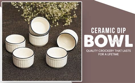 Buy HUMRAM® Ceramic DIP Bowls (50ML Each, White, Set of 6) | Ketchup ...