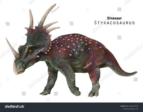 Styracosaurus Illustration Dinosaur Horns Red Green Stock Illustration ...