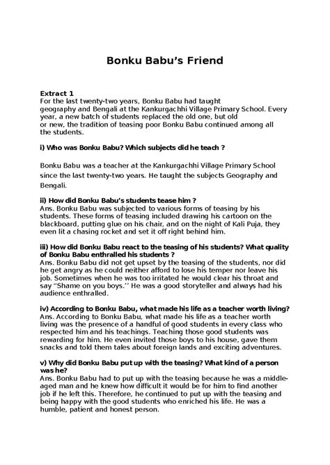 Bonku babu - Bonku Babu’s Friend Extract 1 For the last twenty-two ...