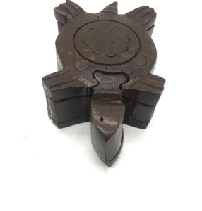 Master Piece Crafts Sleeping Black Turtle Secret Puzzle stash Box Hand ...