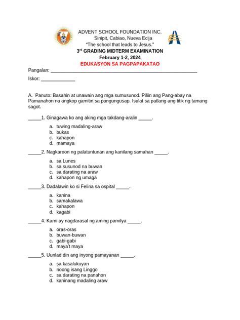 Image result for Abstract Exam Tagalog