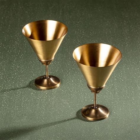 Ornate Brass Martini Glass Set of 2 - Ellementry – ellementry