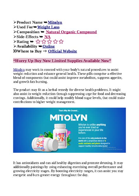 Mitolyn - Product Name Mitolyn Used For Weight Loss Composition Natural ...