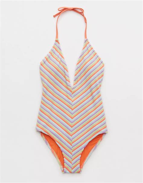 Aerie Terry Halter One Piece Swimsuit