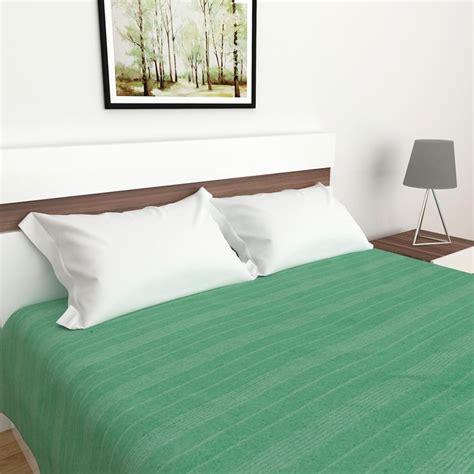 Buy Corsica Green Solid Cotton King Size Bed Cover - 180x260cm from ...