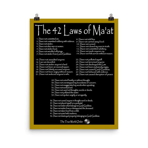 The True World Order "the 42 Laws of Ma'at" Photo Paper Poster - Etsy