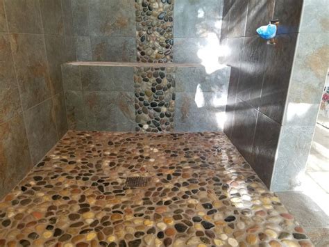 DIY River Rock Tile: Shower Floor Install