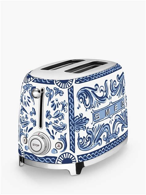 Smeg Dolce & Gabbana TSF01DGBUK Mediterraneo Toaster, Blue/White