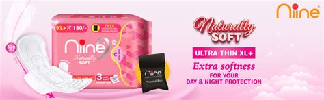 NIINE Naturally Soft Ultra Thin XL+ Sanitary Napkins for Heavy Flow ...