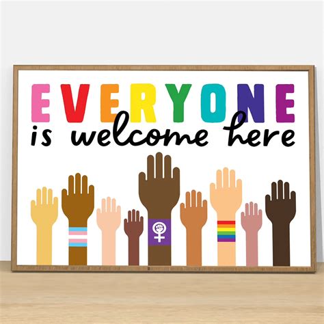 DAIERCY Everyone is Welcome Here Poster Classroom Decoration Rainbow ...