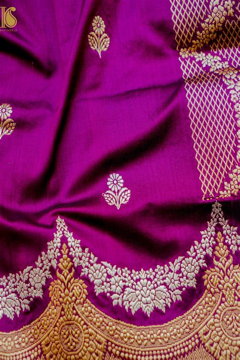 Banarasi Handloom Pure Katan Silk Kadwa Saree with Alfi Border – Khinkhwab