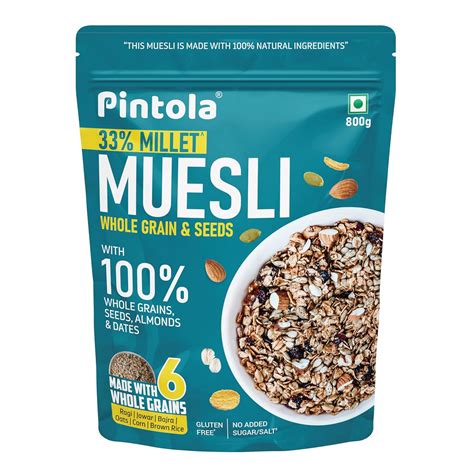 Pintola Wholegrain & Seeds Muesli with 33% Millet 800g, Cereals for ...