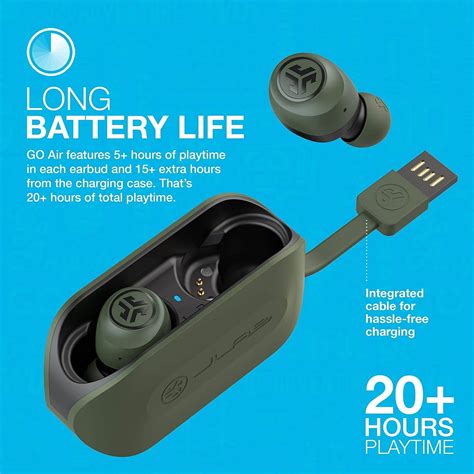 JLab Go Air True Wireless Bluetooth Earbuds + Charging Case - Green ...