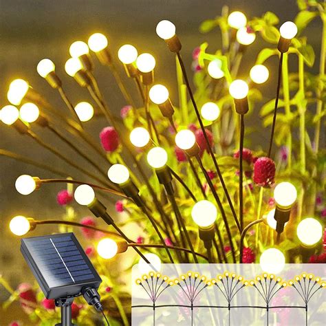 Upgraded Solar Firefly Lights, Garden Firefly Lights 5 Pack Swaying ...