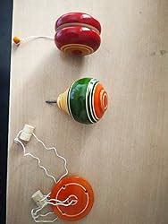 Buy SimpleDays Wooden Spinning Tops Lattu | Bambaram | Buguri ...