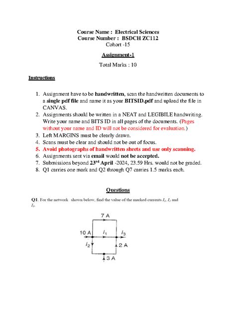 BSDCH ZC Assignment-I: Thevenin & Norton Theorems Questions - Studocu