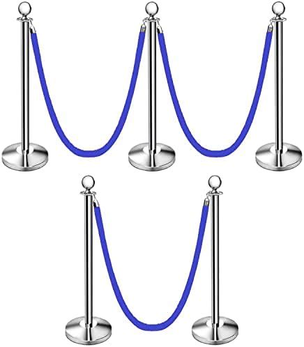 LADWA Set of 5 Silver Finish Q Please (Q Manager) with Blue Velvet Rope ...